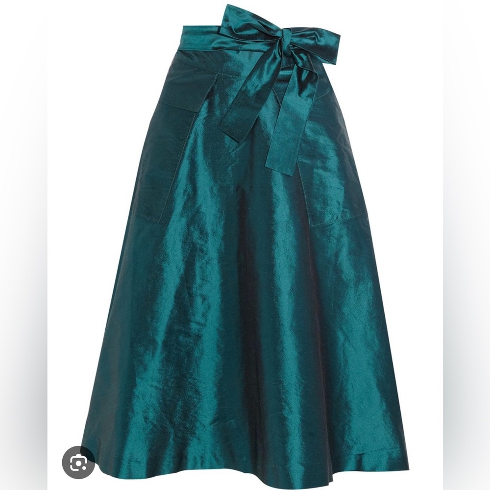 J Crew 100% Silk Shaunting A Line Skirt, Peacock Blue, 10